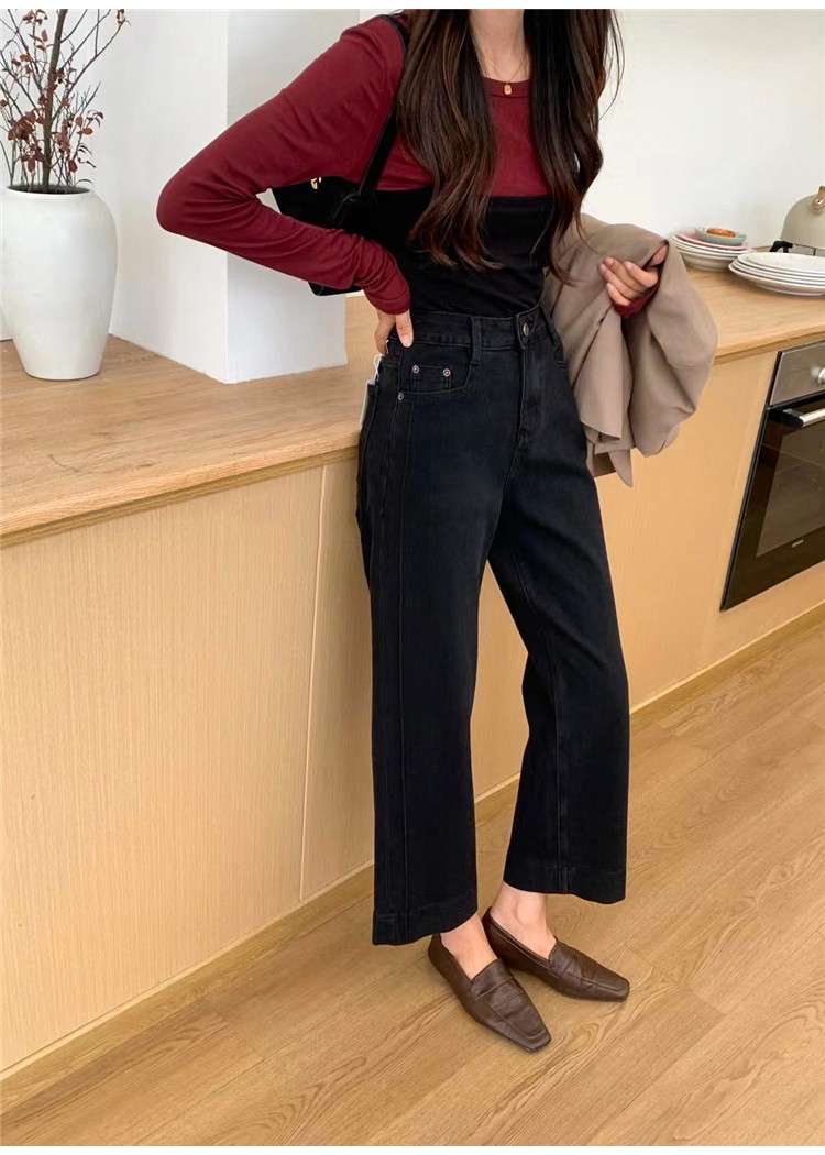 30代ファッション レトロ風ハイウエストワイドパンツ