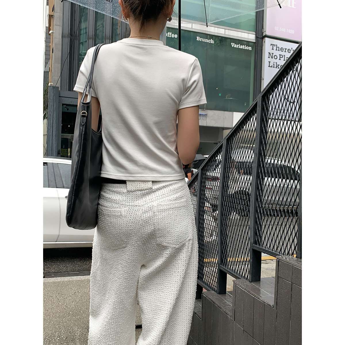 30代ファッション ツイードワイドパンツ