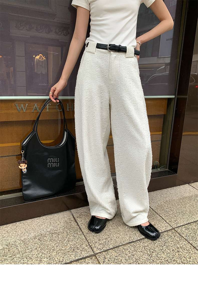 30代ファッション ツイードワイドパンツ