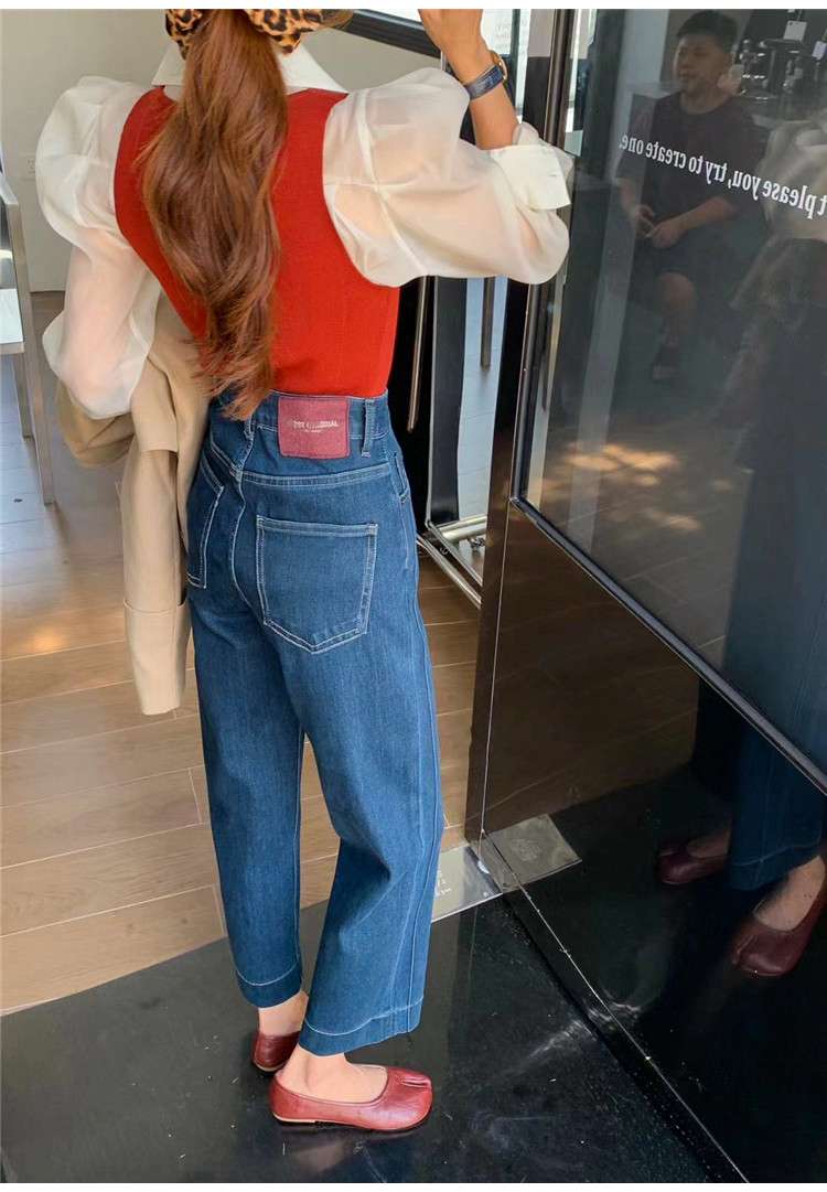 30代ファッション レトロ風ハイウエストワイドパンツ