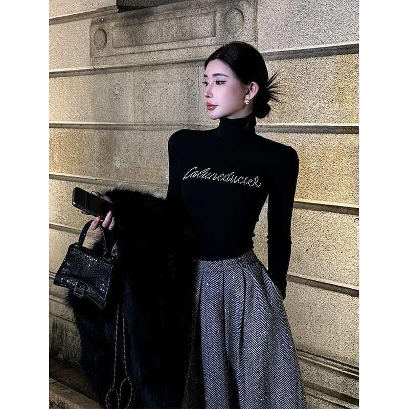 30代ファッション きらめき プリーツ ロングスカート