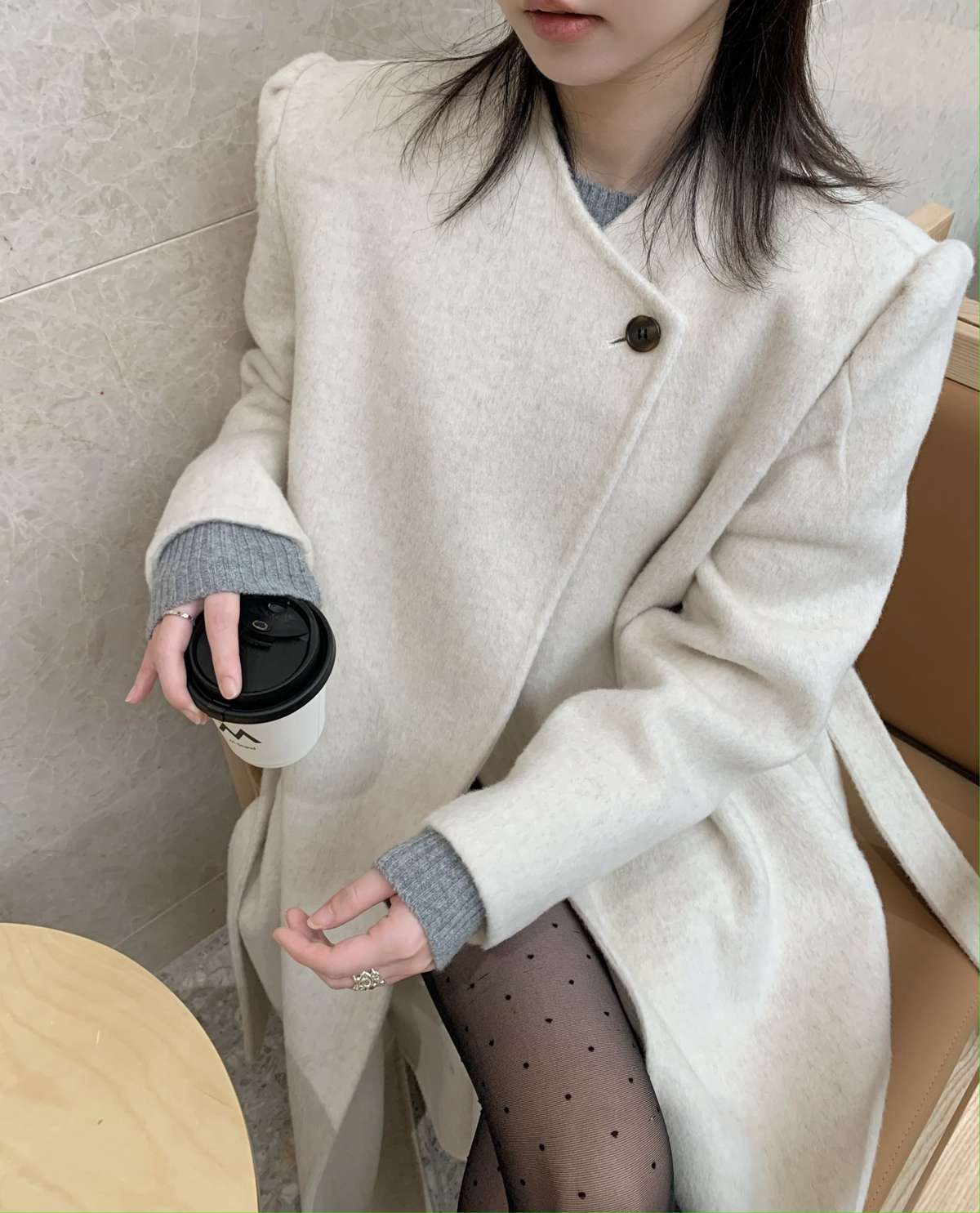 30代ファッション ウール混シティコート