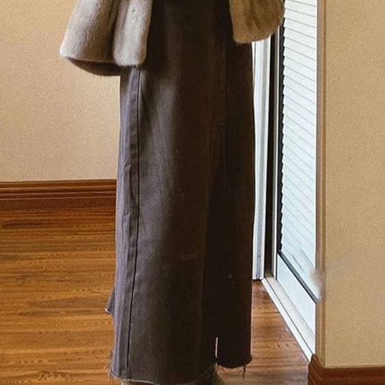 30代ファッション ウルトラワイドデニムロングスカート
