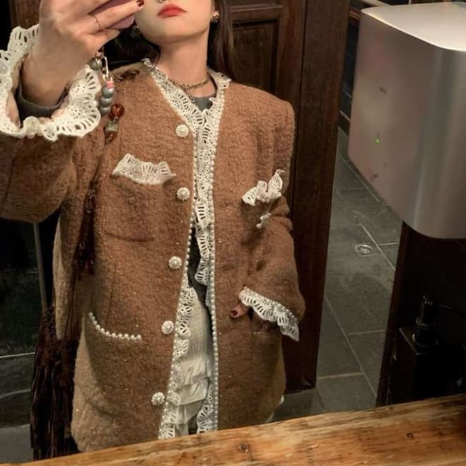30代ファッション 柔らかモヘアブレンドコート
