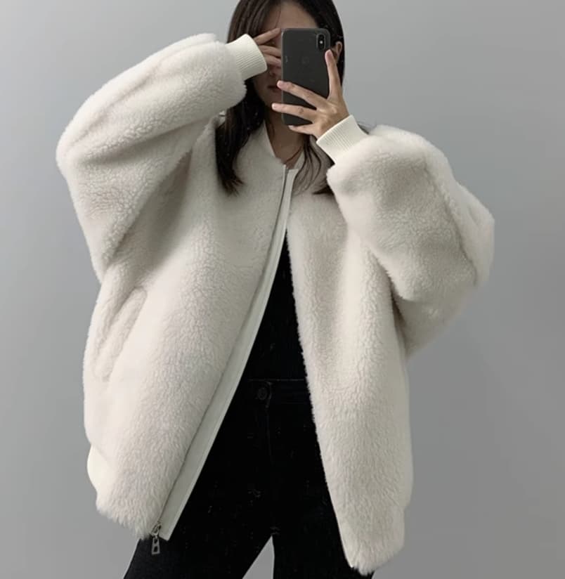 30代ファッション もこもこボアブルゾン