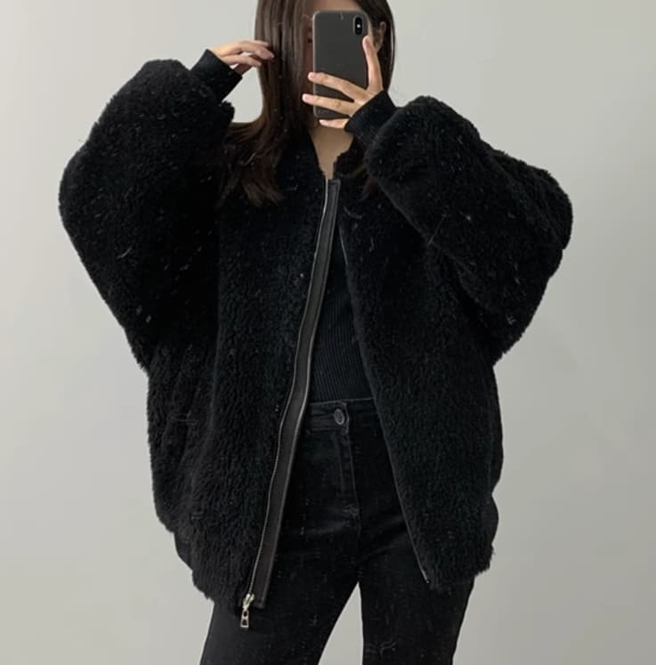 30代ファッション もこもこボアブルゾン