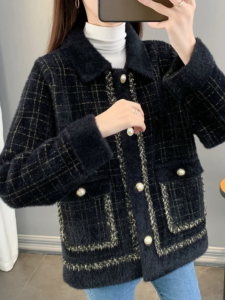 30代ファッション  ふわふわツイードジャケット