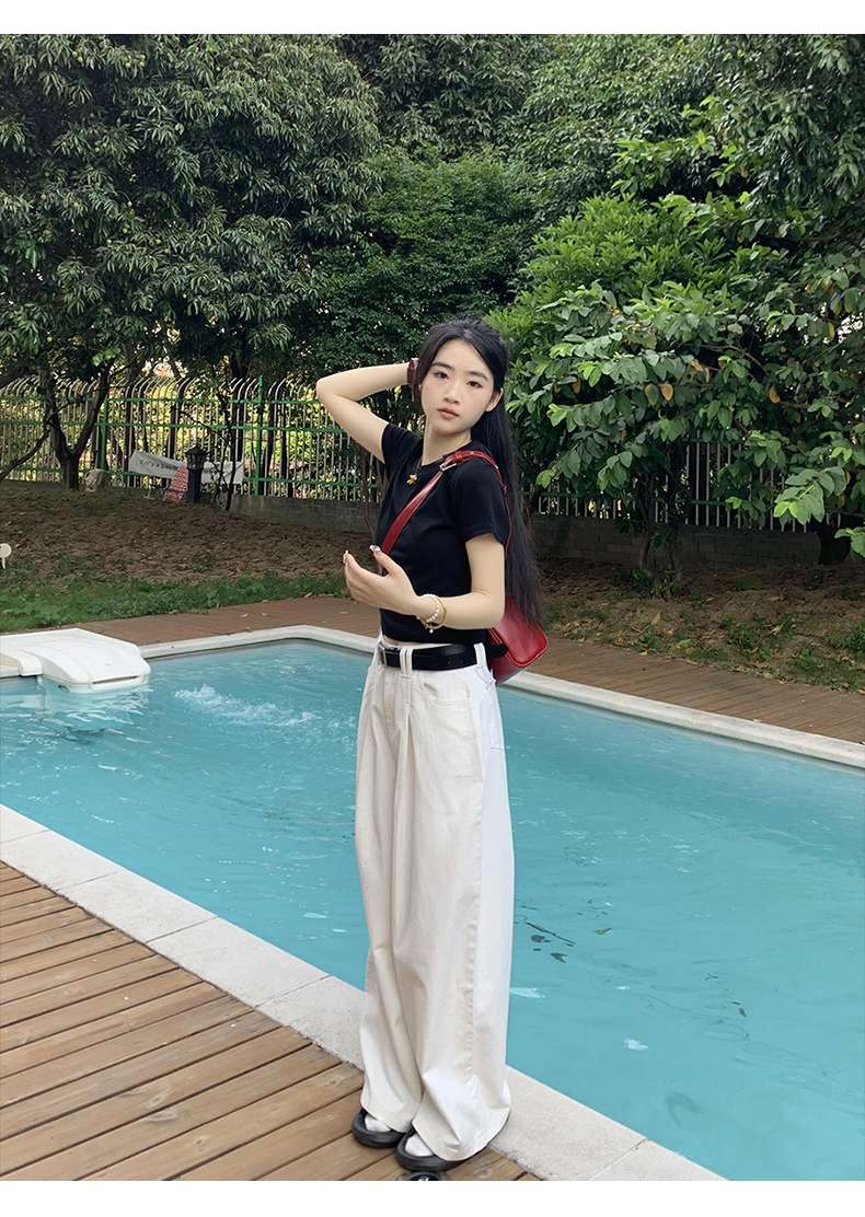 30代ファッション ワイドスラックス