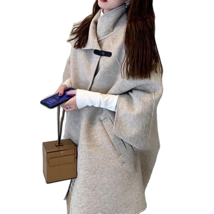 30代ファッション 大人上品ラシャコート ゆったりロング丈チェスターコート