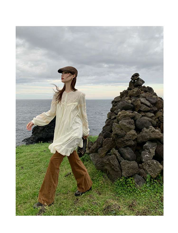 30代ファッション レトロガーリー フリルワンピース