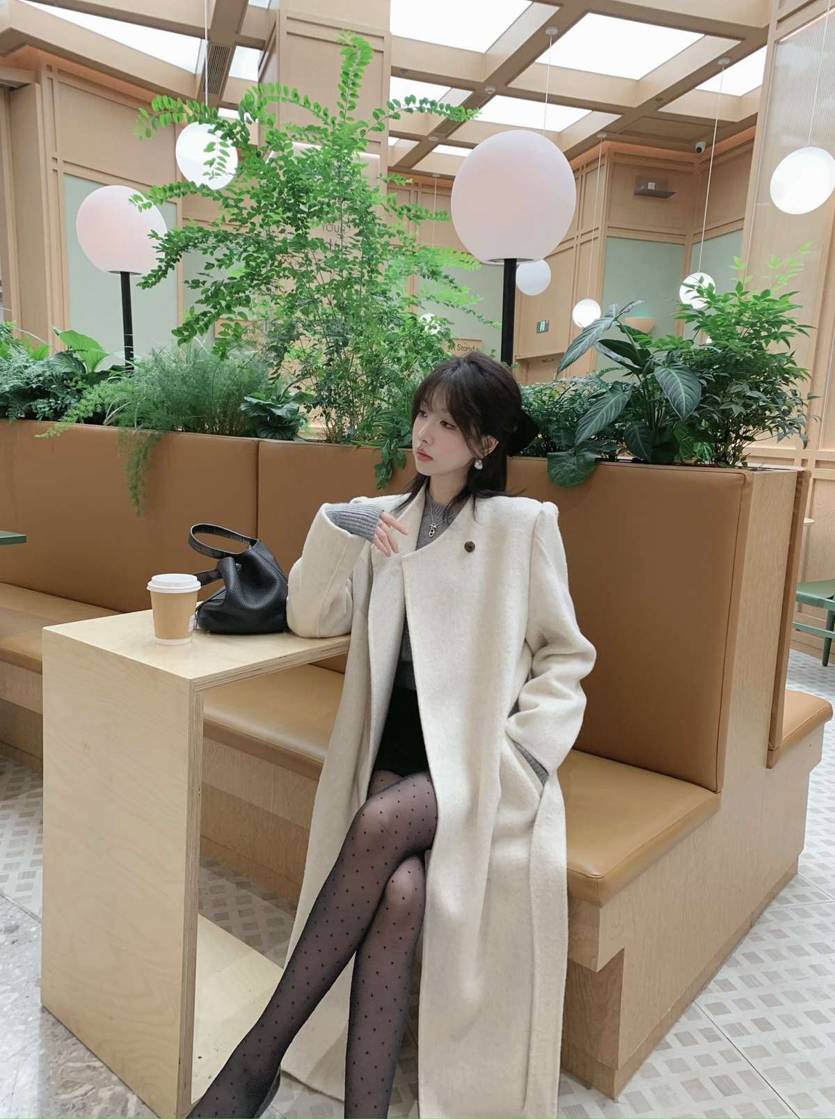 30代ファッション ウール混シティコート