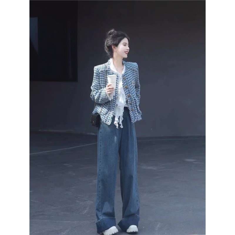 30代ファッション  千鳥格子ツイードジャケット