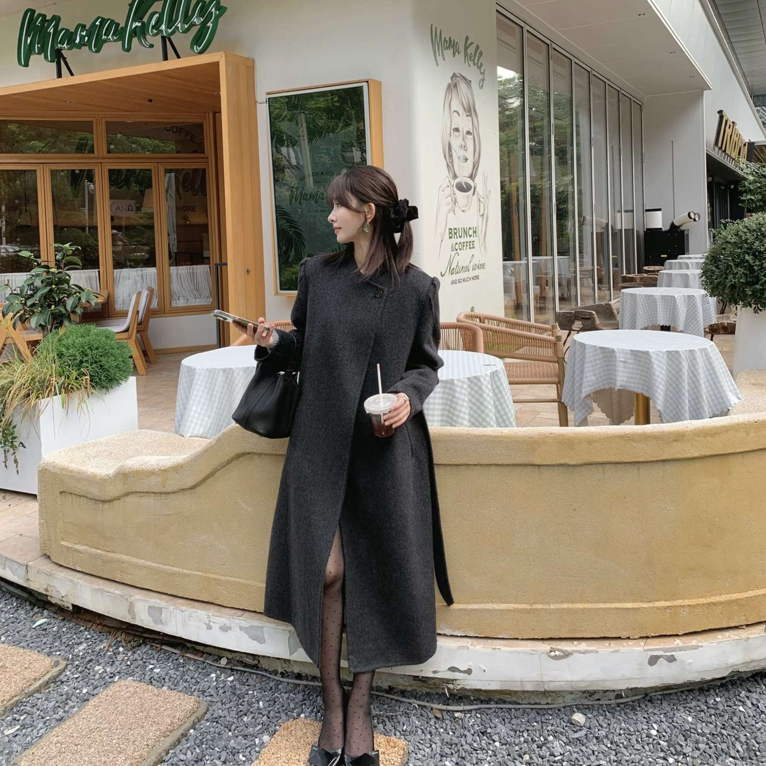 30代ファッション ウール混シティコート