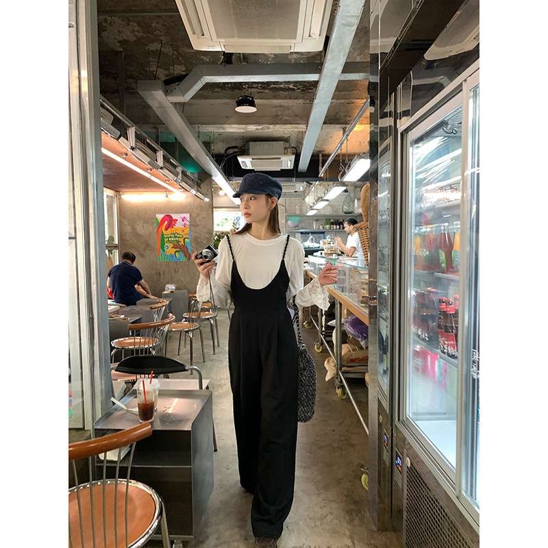 30代ファッション ゆったりワイドサロペット