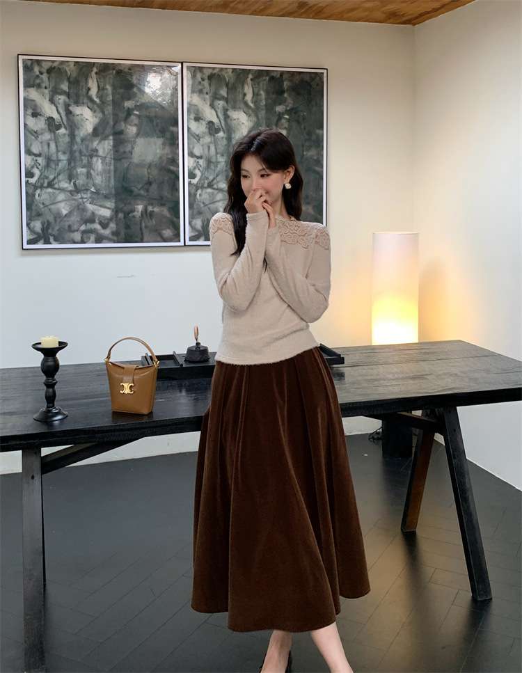 30代ファッション ロングフレアスカート