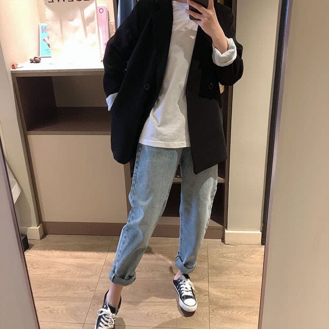 30代ファッション 三十代女性向け黒色テーラードアウタージャケット