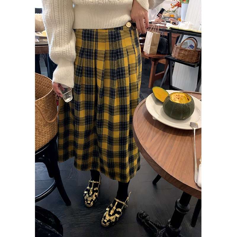 30代ファッション クラシカルプリーツロングスカート