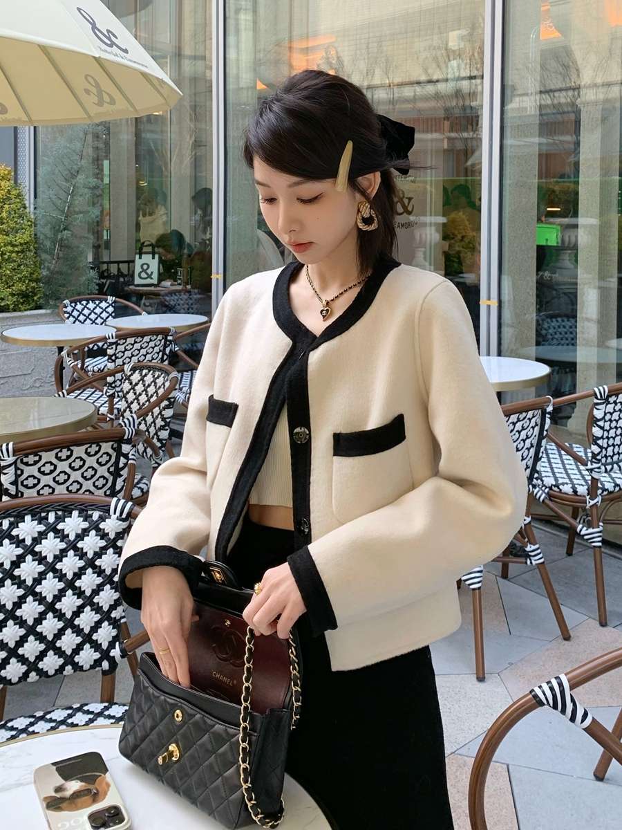 30代ファッション ウール混クラシカルショートジャケット
