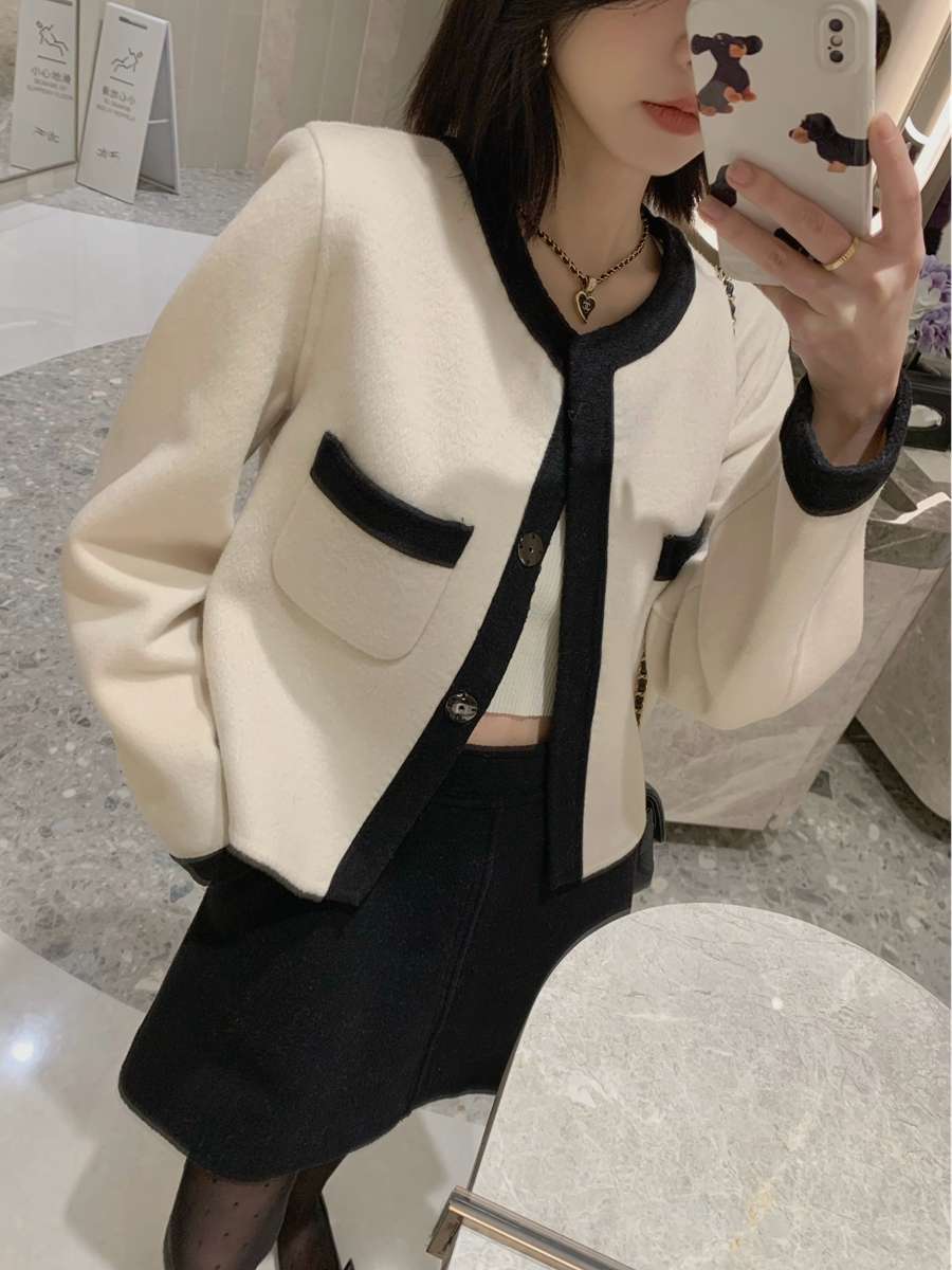 30代ファッション ウール混クラシカルショートジャケット