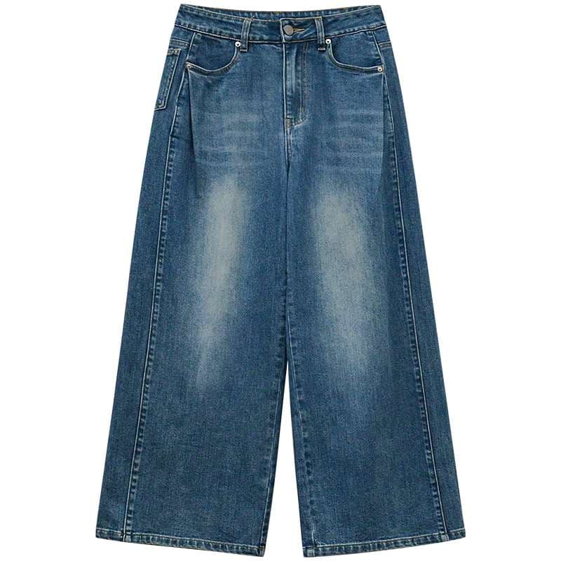 30代ファッション ワイドシルエットデニムパンツ