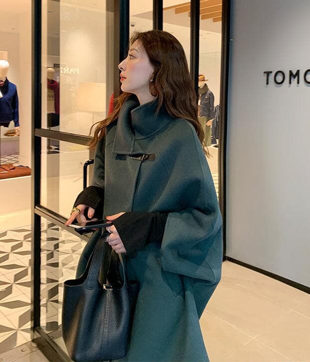30代ファッション 大人上品ラシャコート ゆったりロング丈チェスターコート