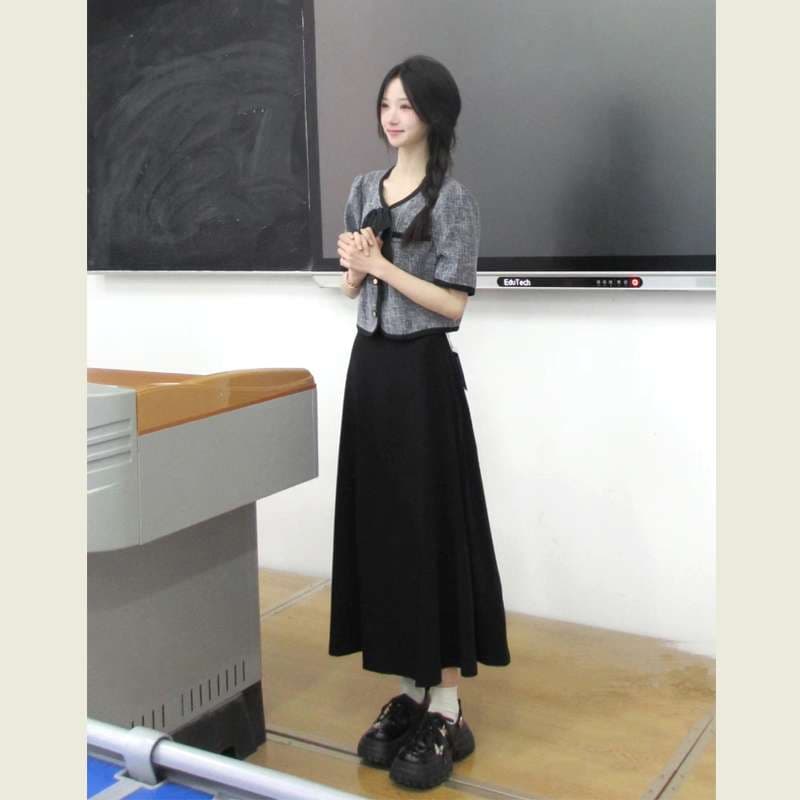 30代ファッション 教師風ワンピースセット