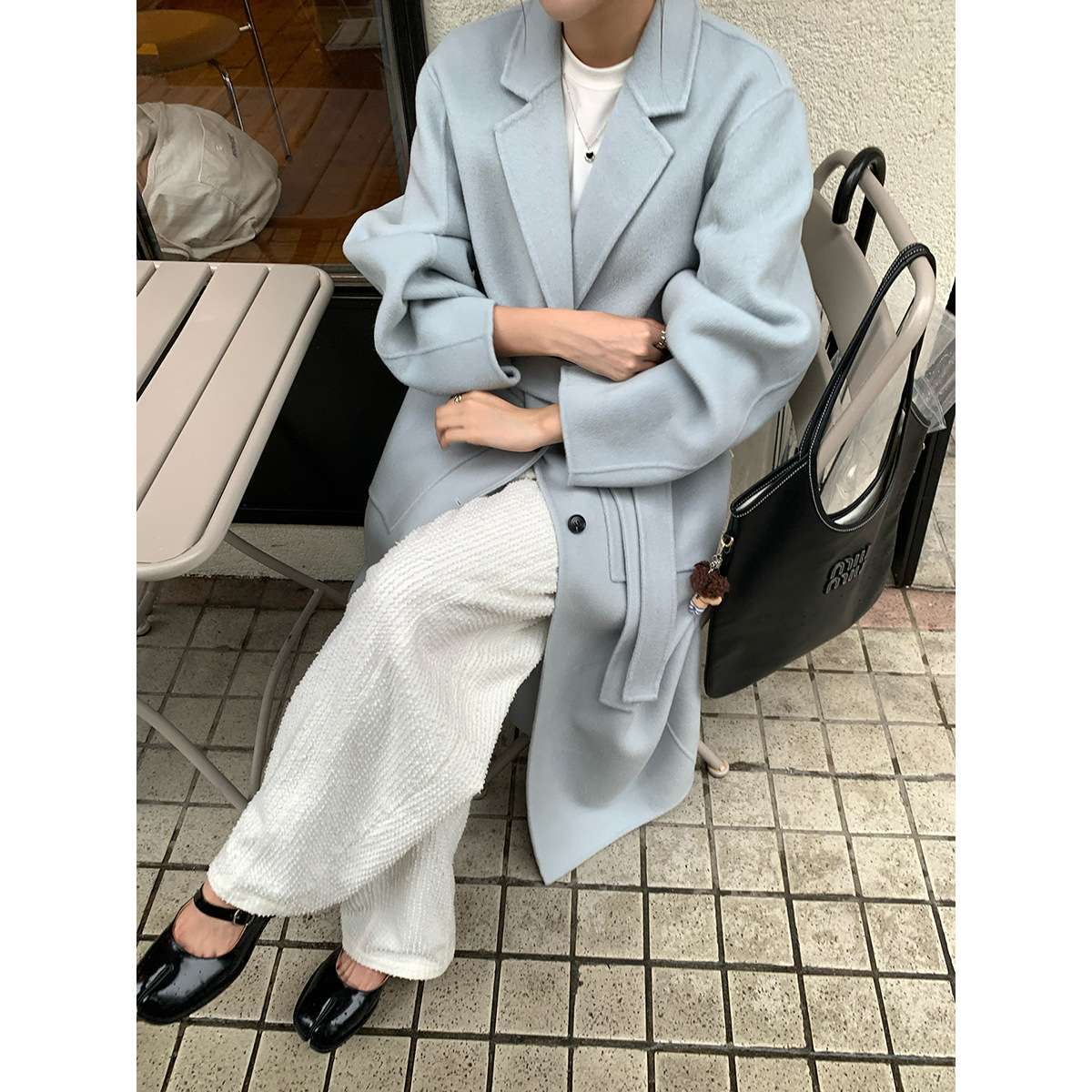 30代ファッション ツイードワイドパンツ