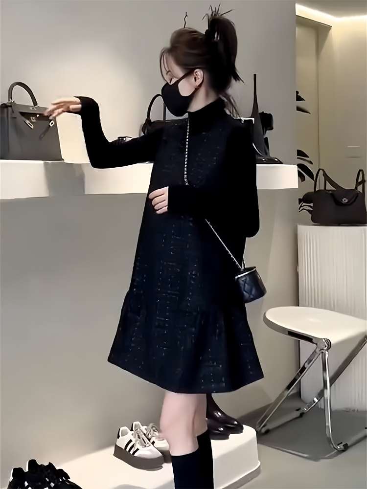 30代ファッション  上品シンプルAラインツイードワンピース