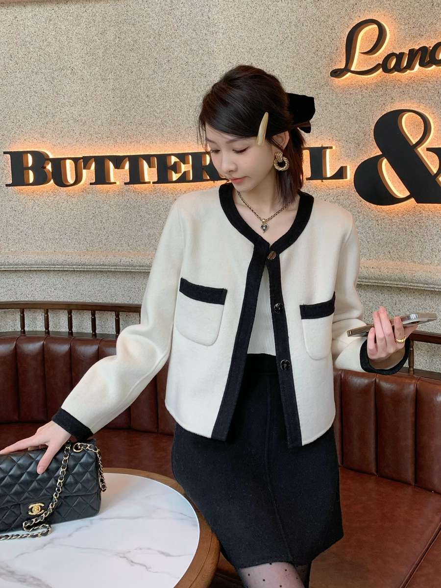 30代ファッション ウール混クラシカルショートジャケット