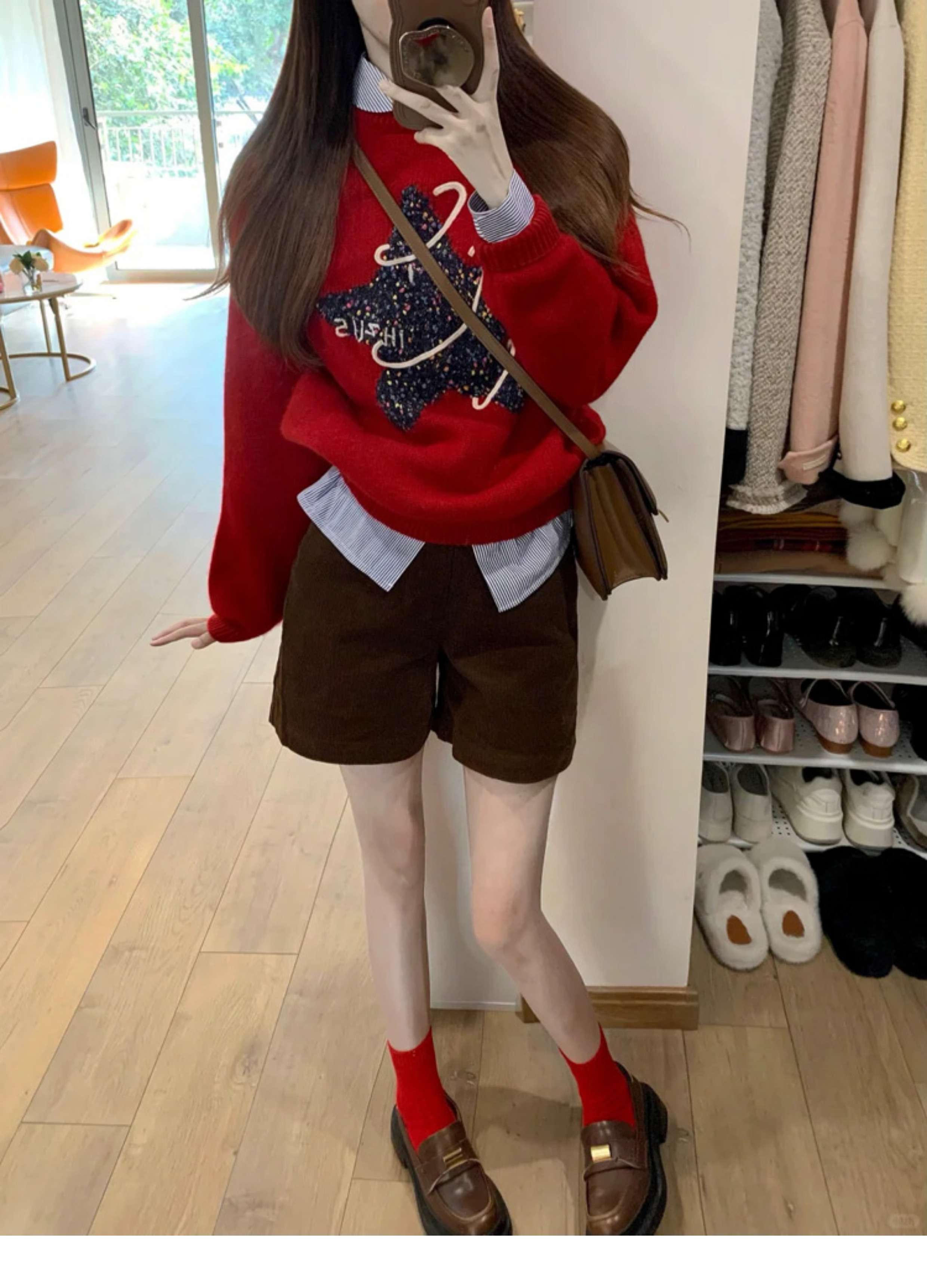 30代ファッション 大人カジュアル膝上ショートパンツ
