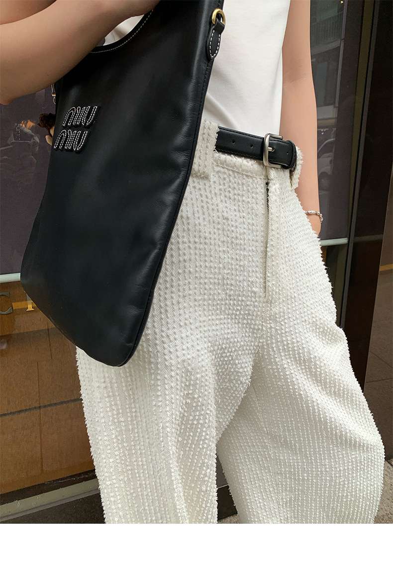 30代ファッション ツイードワイドパンツ