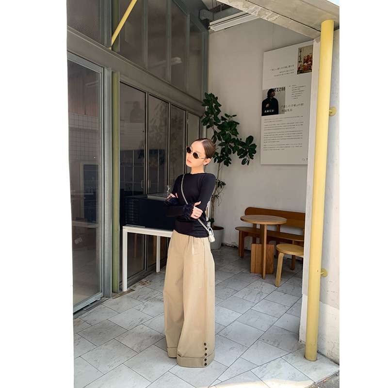 30代ファッション ワイドシルエットロングパンツ