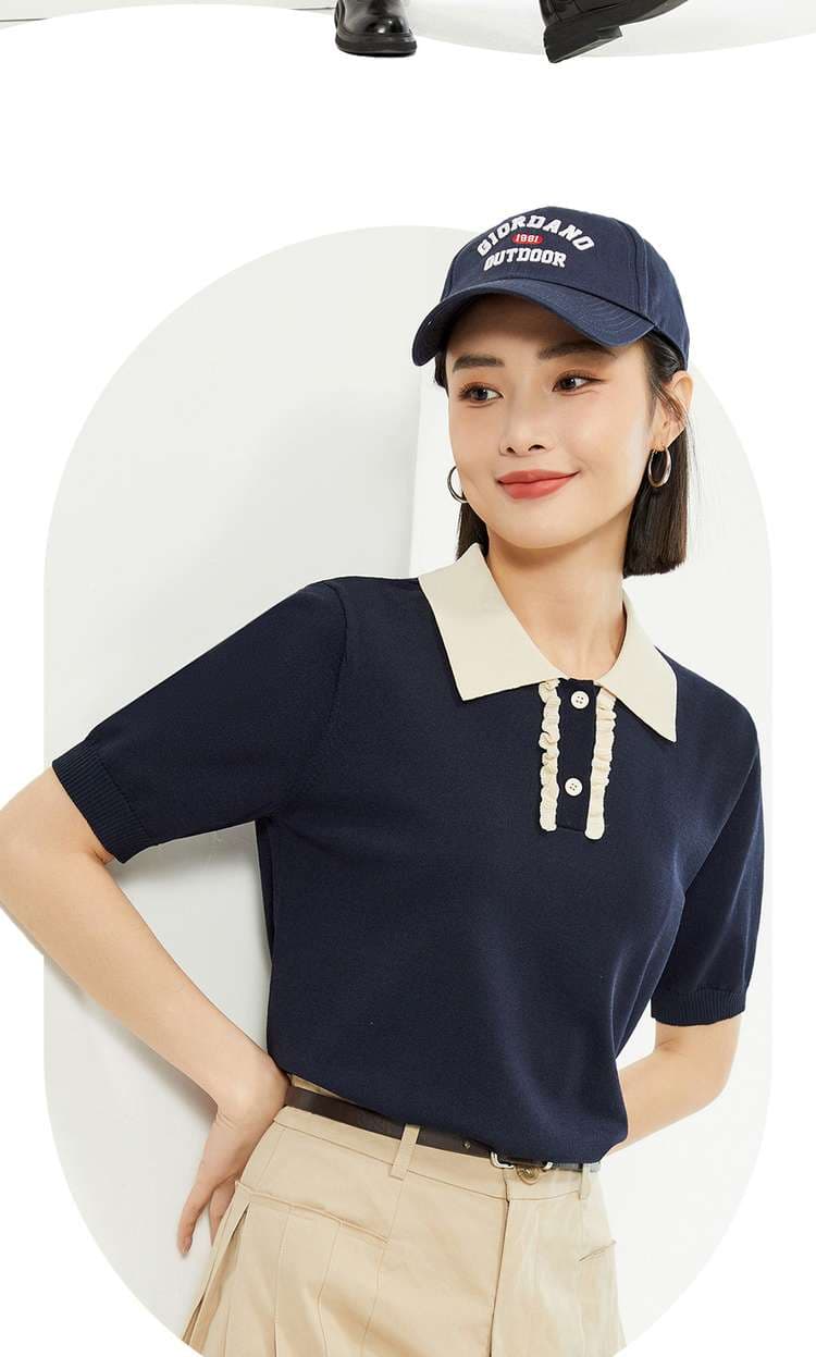 30代ファッション スタイリッシュ襟付きデザインポロシャツ