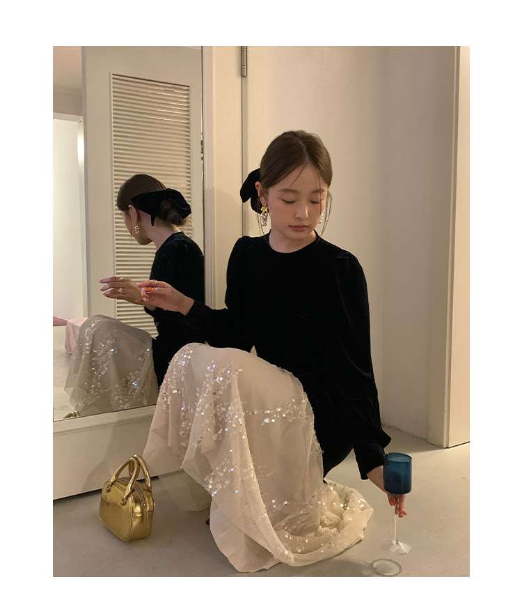 30代ファッション シアーレイヤード大人ワンピース