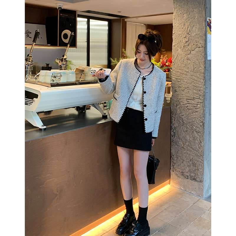 30代ファッション ウール混ツイードショートジャケット