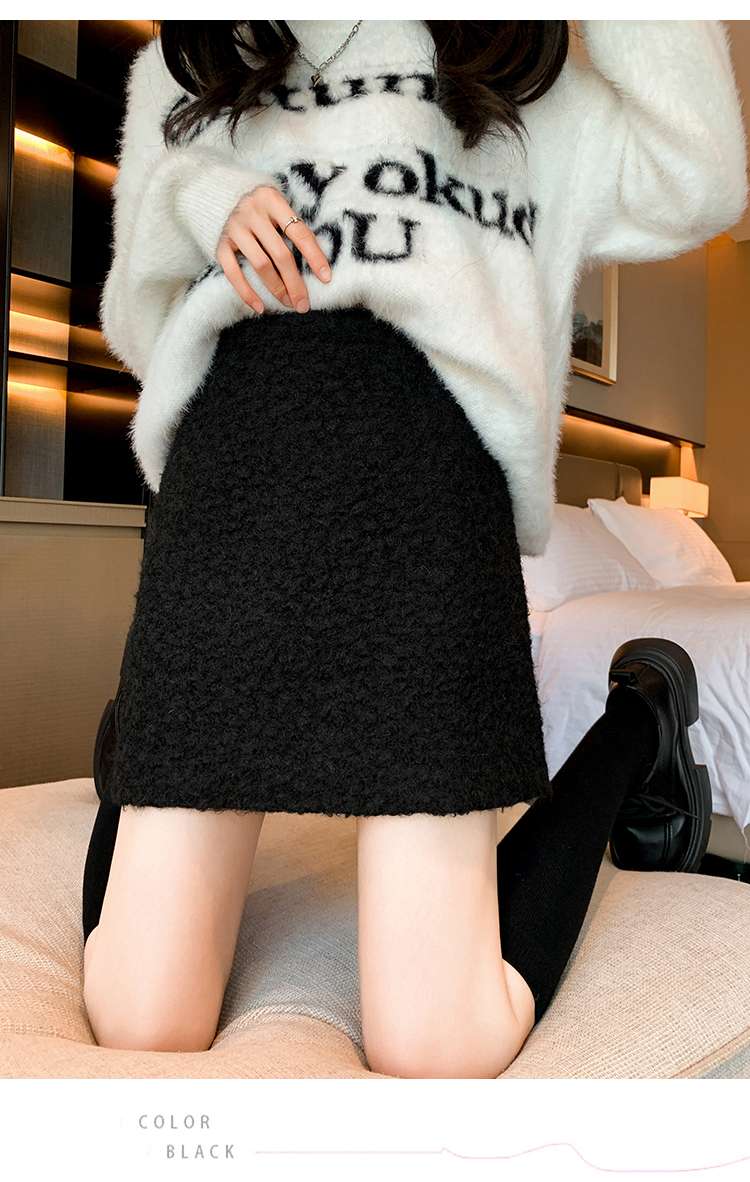 30代ファッション ふわもこウール台形スカート
