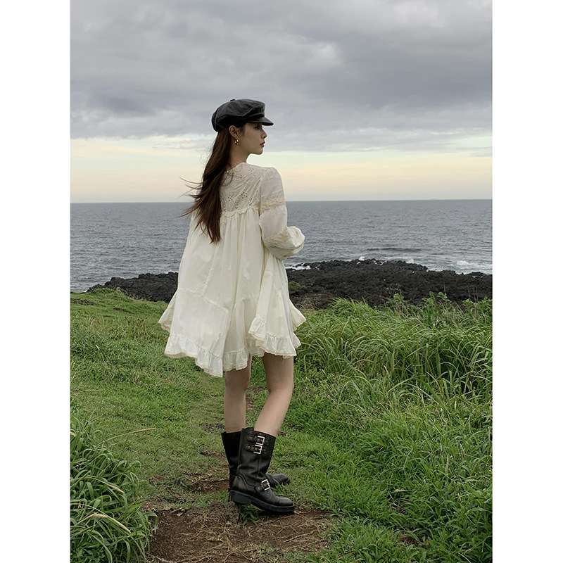 30代ファッション レトロガーリー フリルワンピース