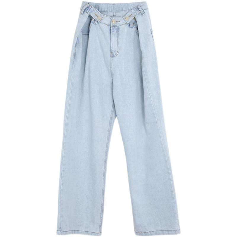 30代ファッション ゆったりストレートデニムパンツ