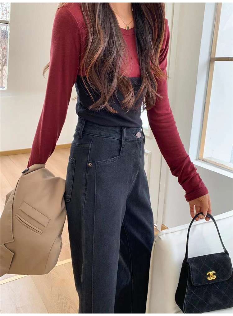 30代ファッション レトロ風ハイウエストワイドパンツ
