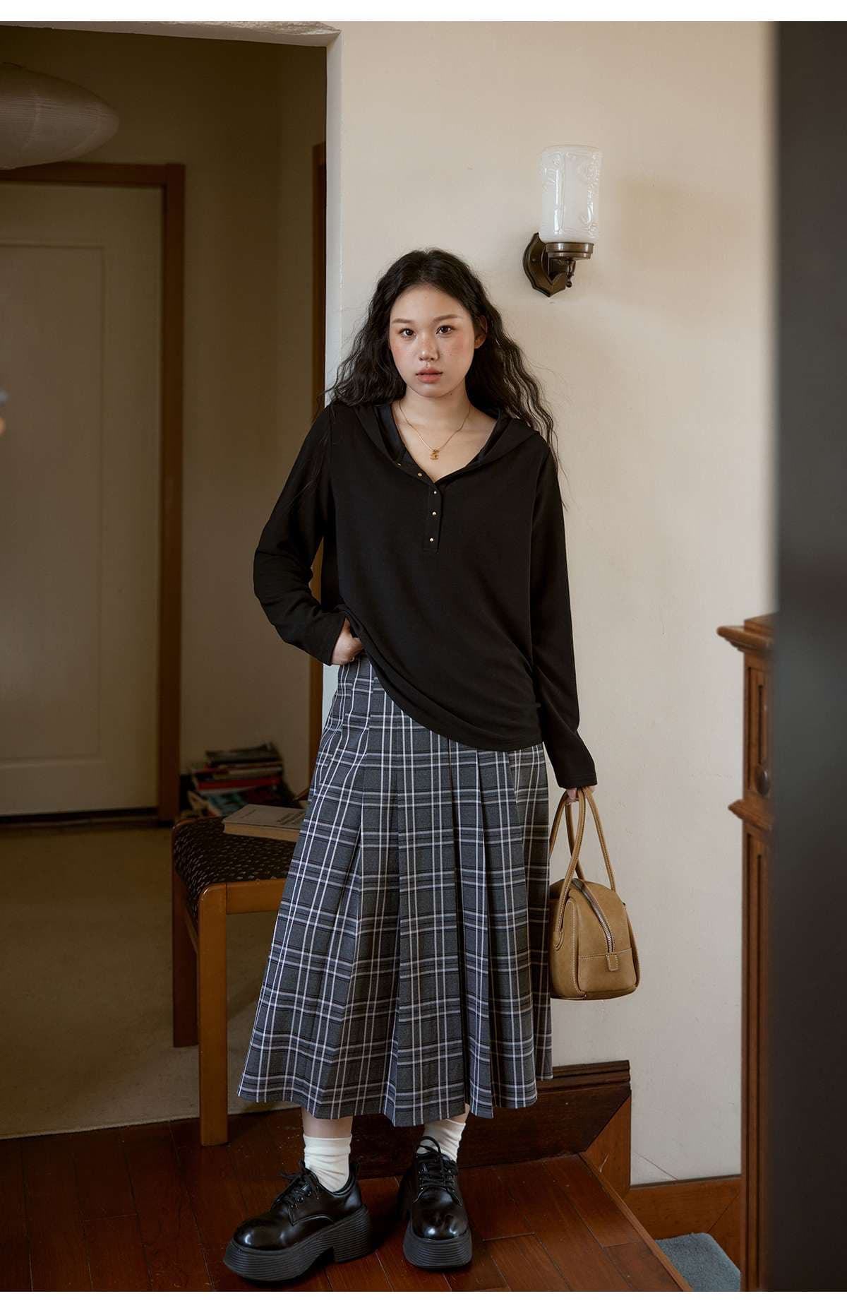 30代ファッション ゆったりフード付きカジュアルプルオーバー
