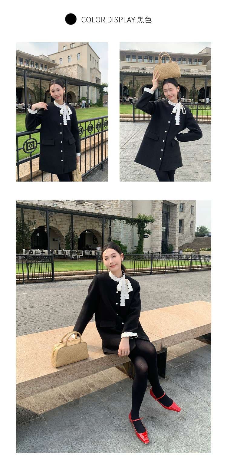 30代ファッション 上品な襟付きロングコート
