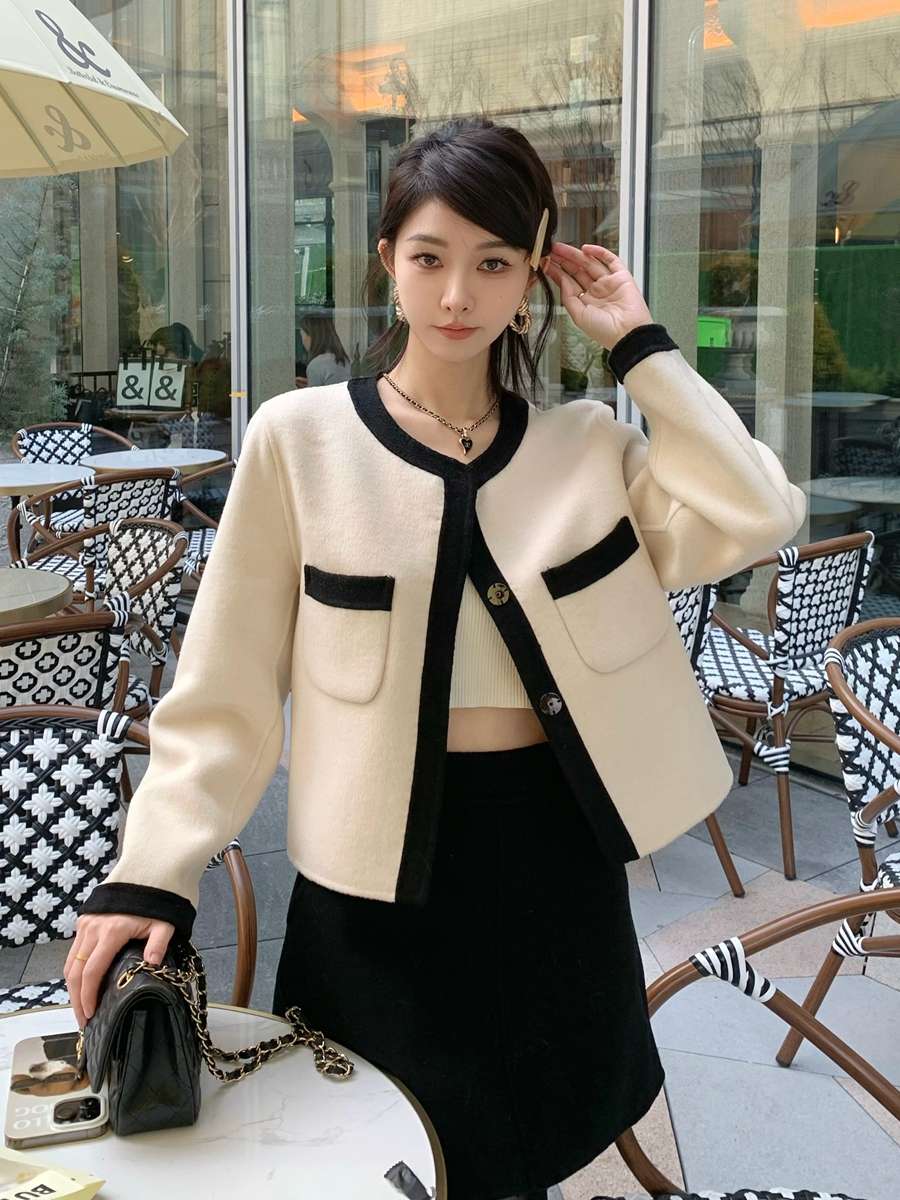 30代ファッション ウール混クラシカルショートジャケット