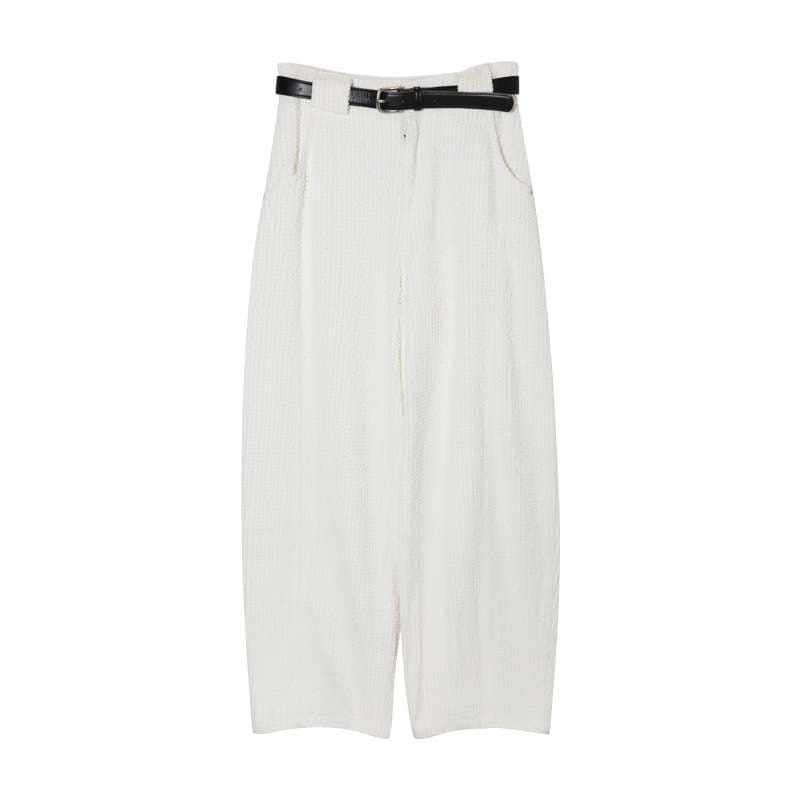 30代ファッション ツイードワイドパンツ