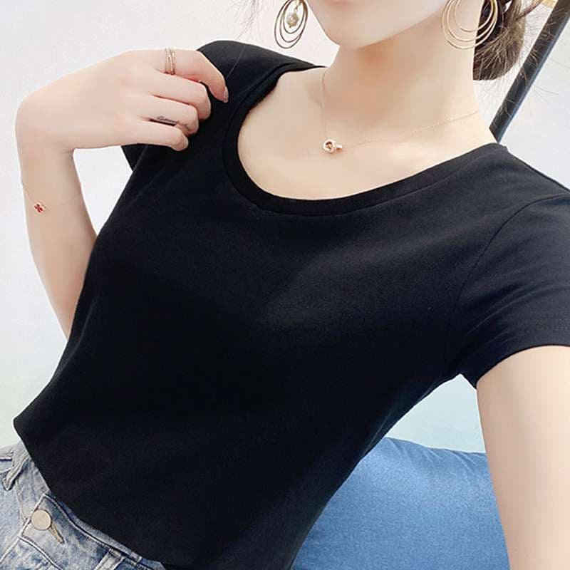 30代ファッション シンプル上品Vネック半袖カットソー