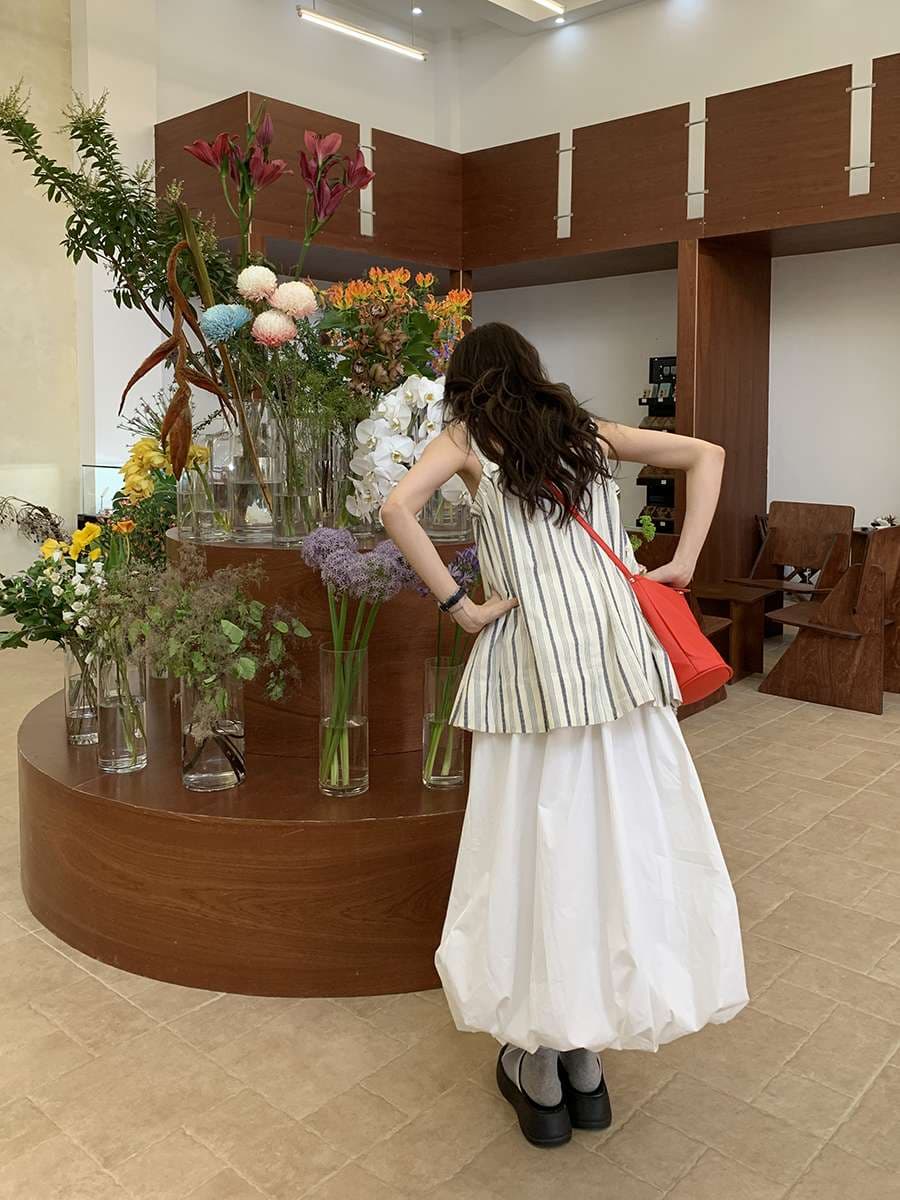 30代ファッション ふんわりロングスカート