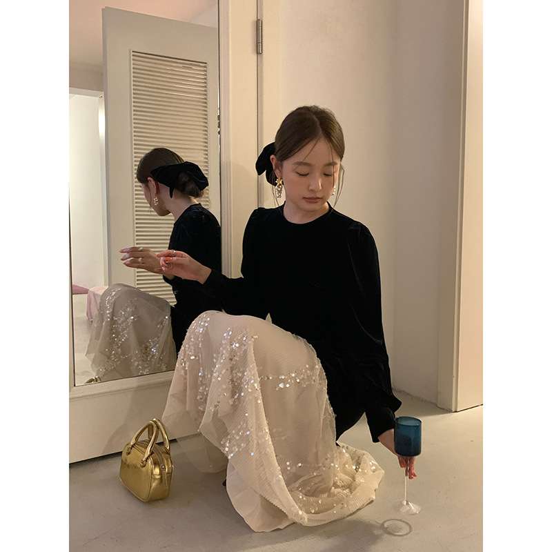 30代ファッション シアーレイヤード大人ワンピース