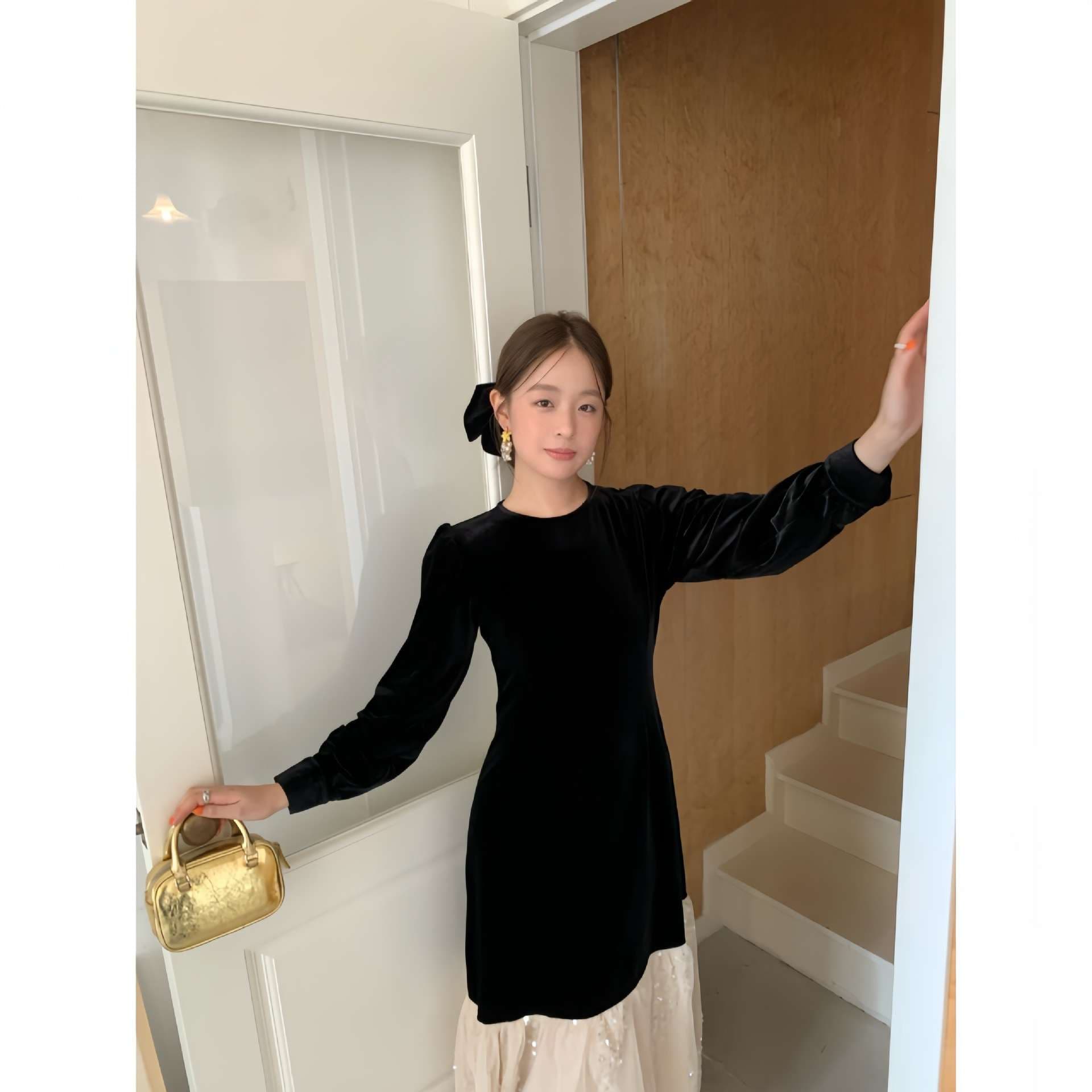 30代ファッション シアーレイヤード大人ワンピース