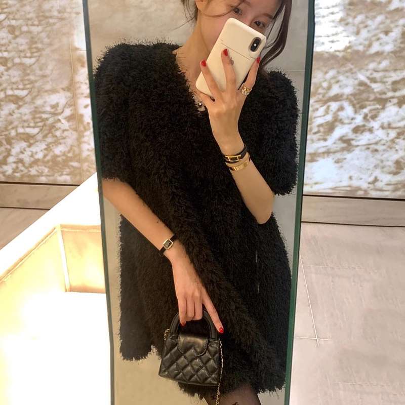 30代ファッション もこもこ冬のミニワンピース