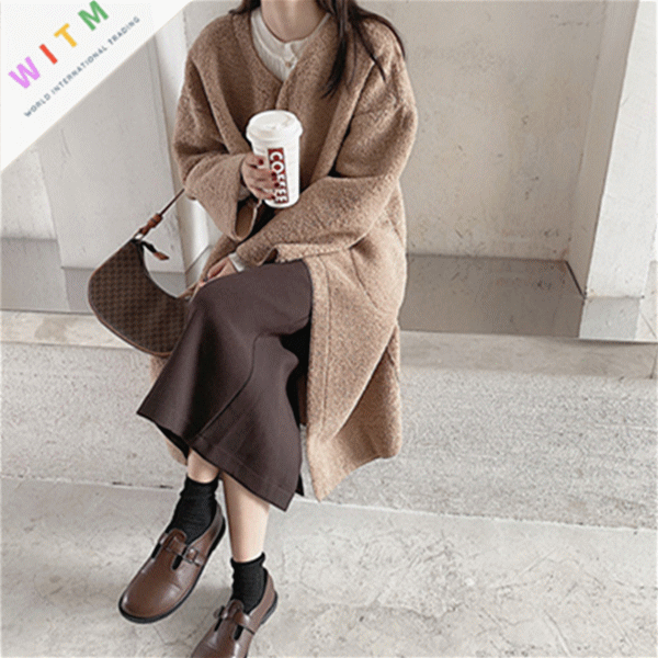 30代ファッション もこもこボア素材ロング丈コート レディース防寒アウター