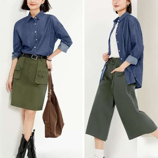 30代ファッション シンプルデニムシャツ